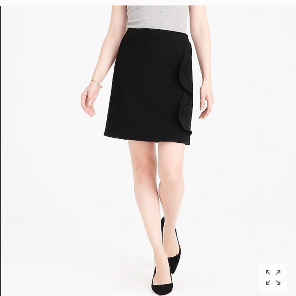J. Crew Ruffle Front Mini Black Skirt